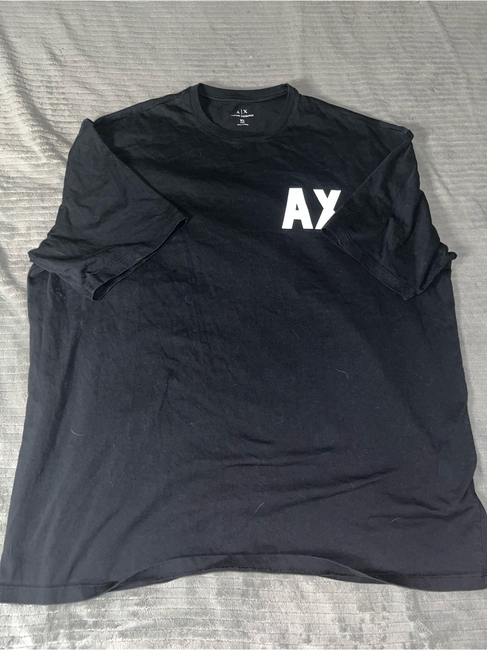 Armani Exchange Black Tee with White AX Chest Logo